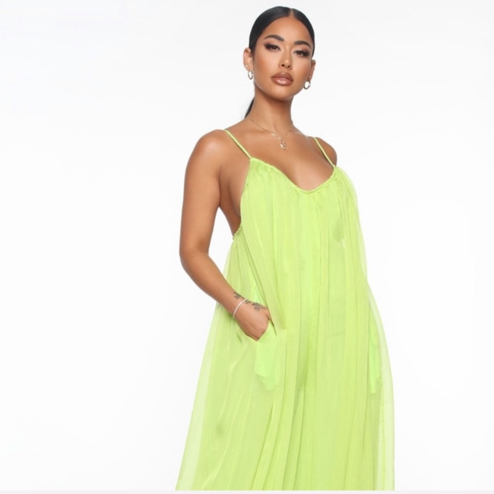 Lime Chiffon Jumpsuit